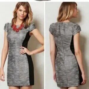 Anthropologie Moulinette Soeurs Silver Metallic Tweed Career Office Dress Size 4